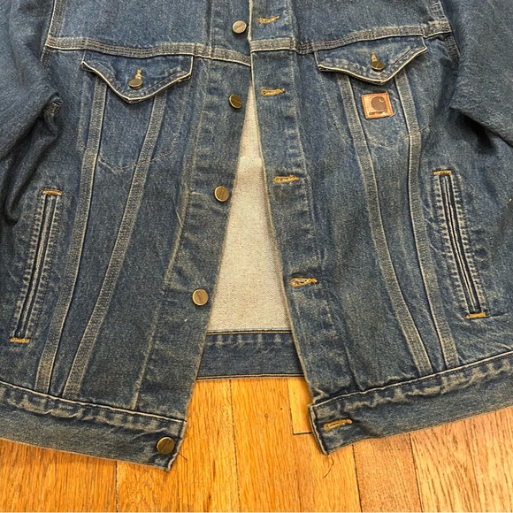 VTG Carhartt Trucker Denim Jacket J12DST Vintage Made in USA Y2K - M/L - Picture 2 of 15